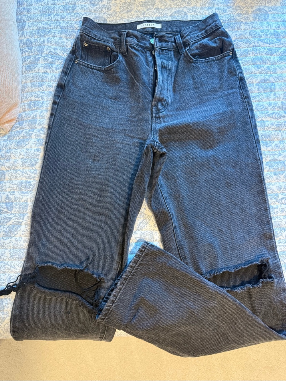 PacSun Women’s Black Distressed Dad Jean